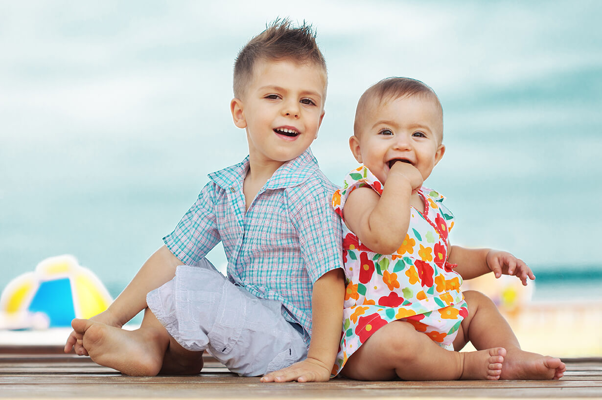 Cute little babies are posing for model